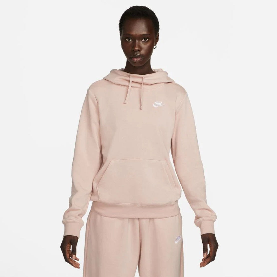 Nike Women's Sportswear Club Fleece Funnel-Neck Hoodie Pink Size 1X