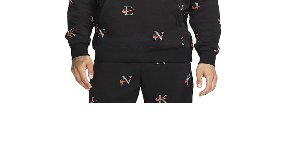 Nike Men's Printed Club Fleece Hoodie Black  Size Small