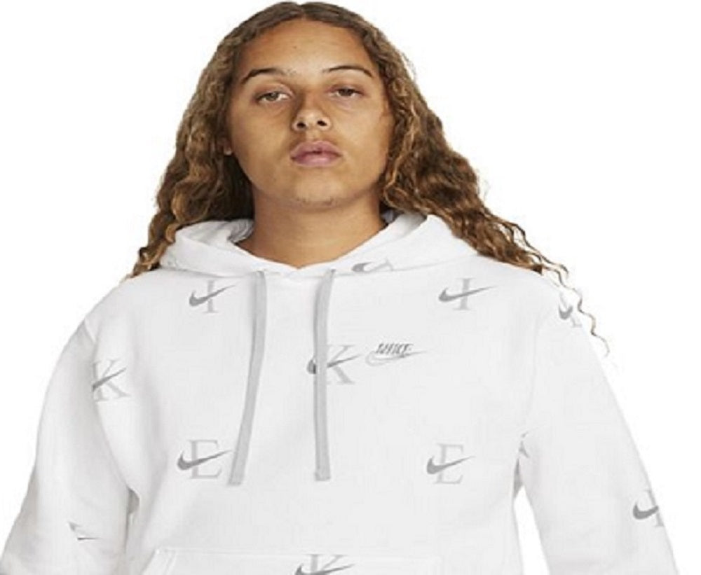 Nike Men's Printed Club Fleece Hoodie White Size XX-Large
