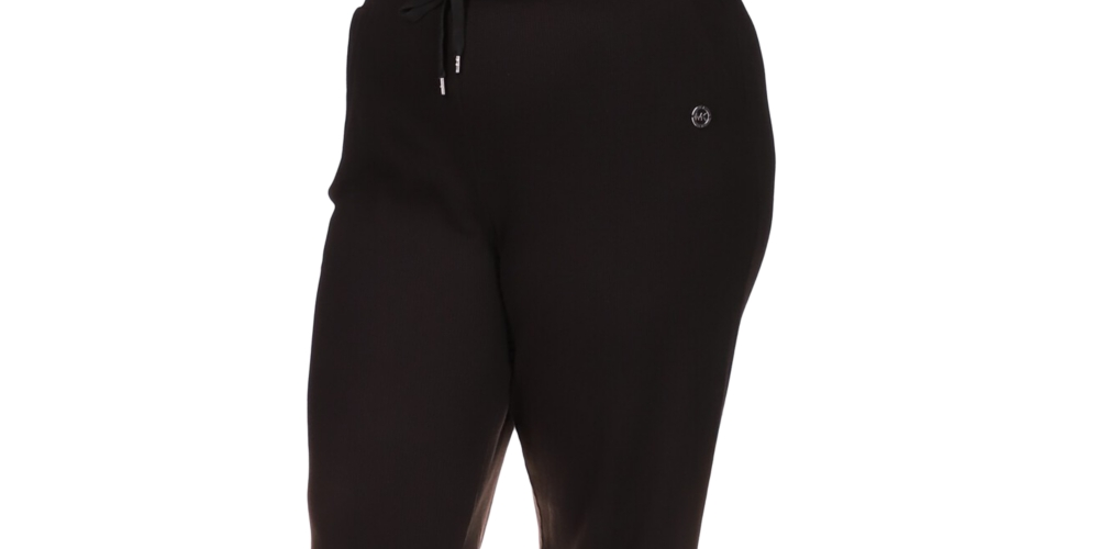 Michael Kors Women's Waffle-Knit Jogger Pants Black Size 3X