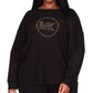 Michael Kors Women's Rhinestone Logo Waffle Knit T-Shirt Black