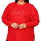 Michael Kors Women's Rhinestone Logo Waffle Knit T-Shirt Red Size 4X