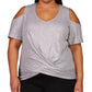 Michael Kors Women's Twisted Metallic Cold Shoulder Top Gray Size 3X