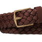Michael Kors Women's Braided Leather Dress Belt Brown Size Regular