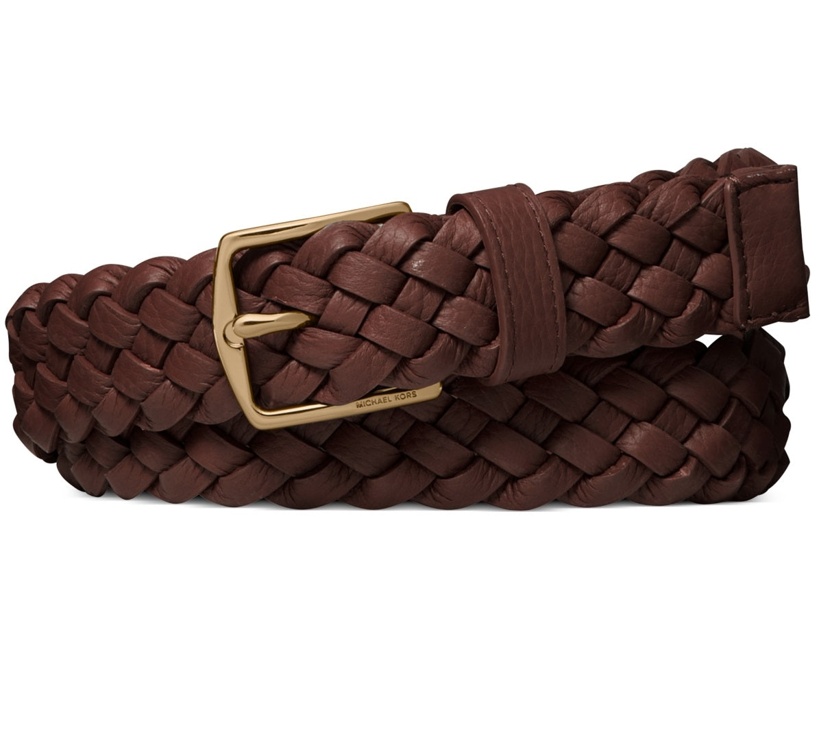 Michael Kors Men's Braided Leather Dress Belt Brown Size 36