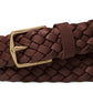 Michael Kors Men's Braided Leather Dress Belt Brown Size 36