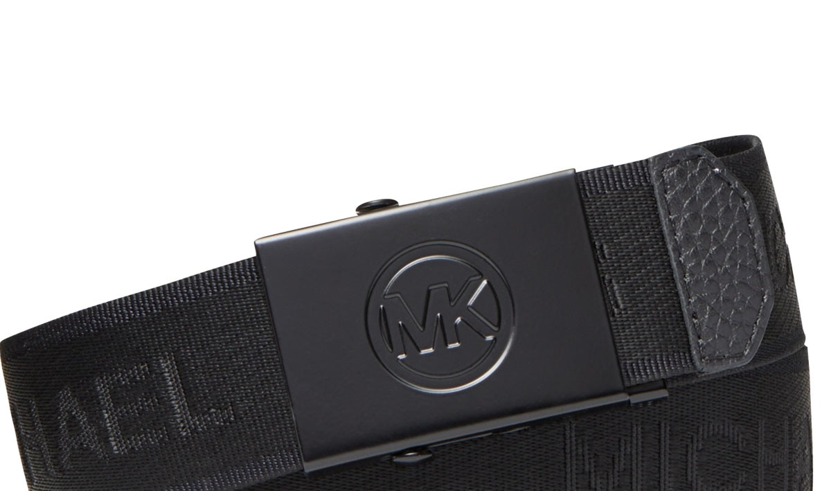 Michael Kors Men's Logo Tape Slider Belt Black Size 32