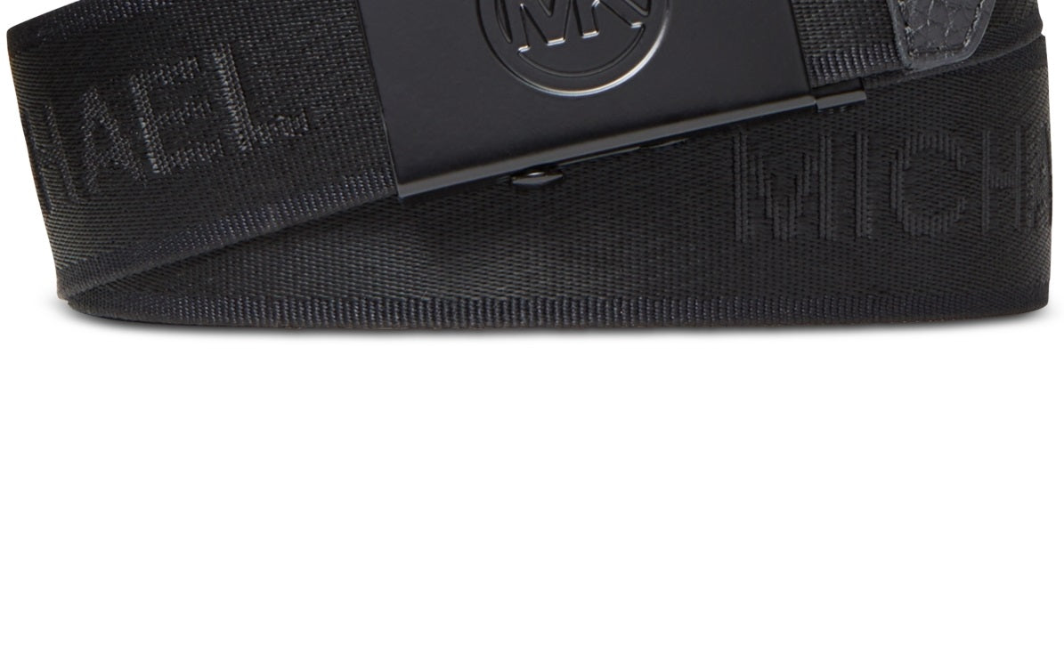 Michael Kors Men's Logo Tape Slider Belt Black Size 32