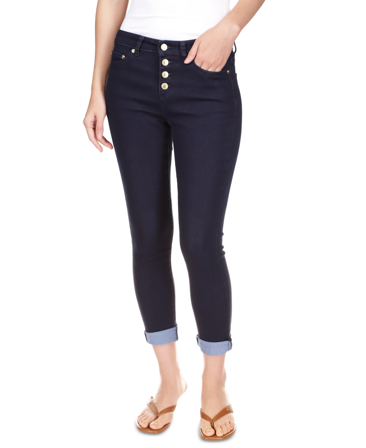 Michael Kors Women's Izzy Skinny Roll Hem Jeans Blue Size 16