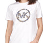 Michael Kors Women's Short Sleeve Floral Circle T-Shirt White Size Petite Medium
