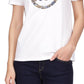 Michael Kors Women's Short Sleeve Floral Circle T-Shirt White Size Petite Medium