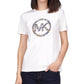 Michael Kors Women's Short Sleeve Floral Circle T-Shirt White Size Petite Large