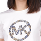 Michael Kors Women's Short Sleeve Floral Circle T-Shirt White Size Petite Large