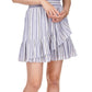 Michael Kors Women's Short Sleeve Striped Faux Wrap Dress Blue Size Medium