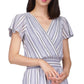 Michael Kors Women's Short Sleeve Striped Faux Wrap Dress Blue
