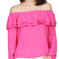 Michael Kors Women's Ruffled Off The Shoulder Peasant Top Pink Size X-Small