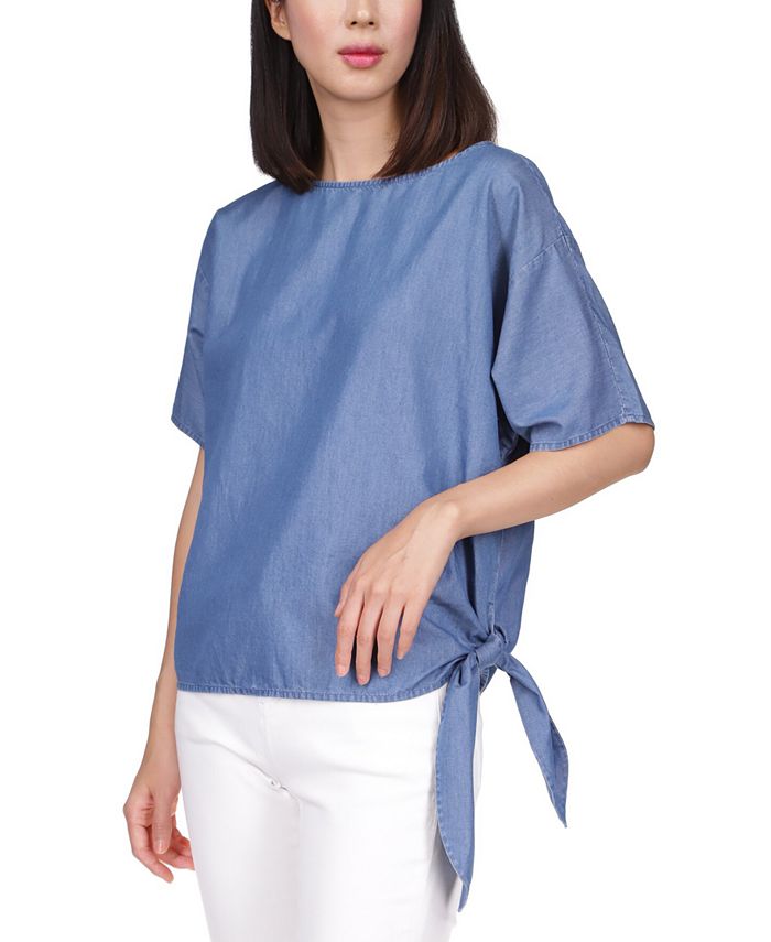 Michael Kors Women's Side Tie Top Blue