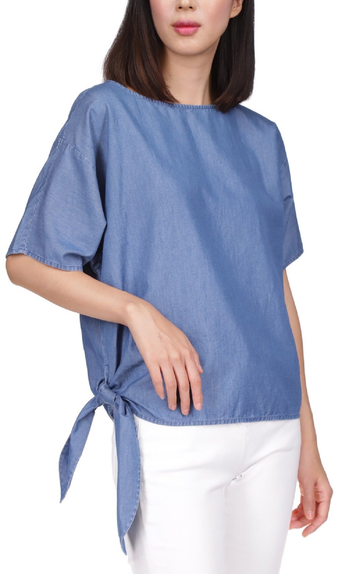 Michael Kors Women's Side Tie Top Blue Size Small