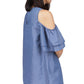 Michael Kors Women's Tiered Sleeve Cold Shoulder Top Blue Size X-Large