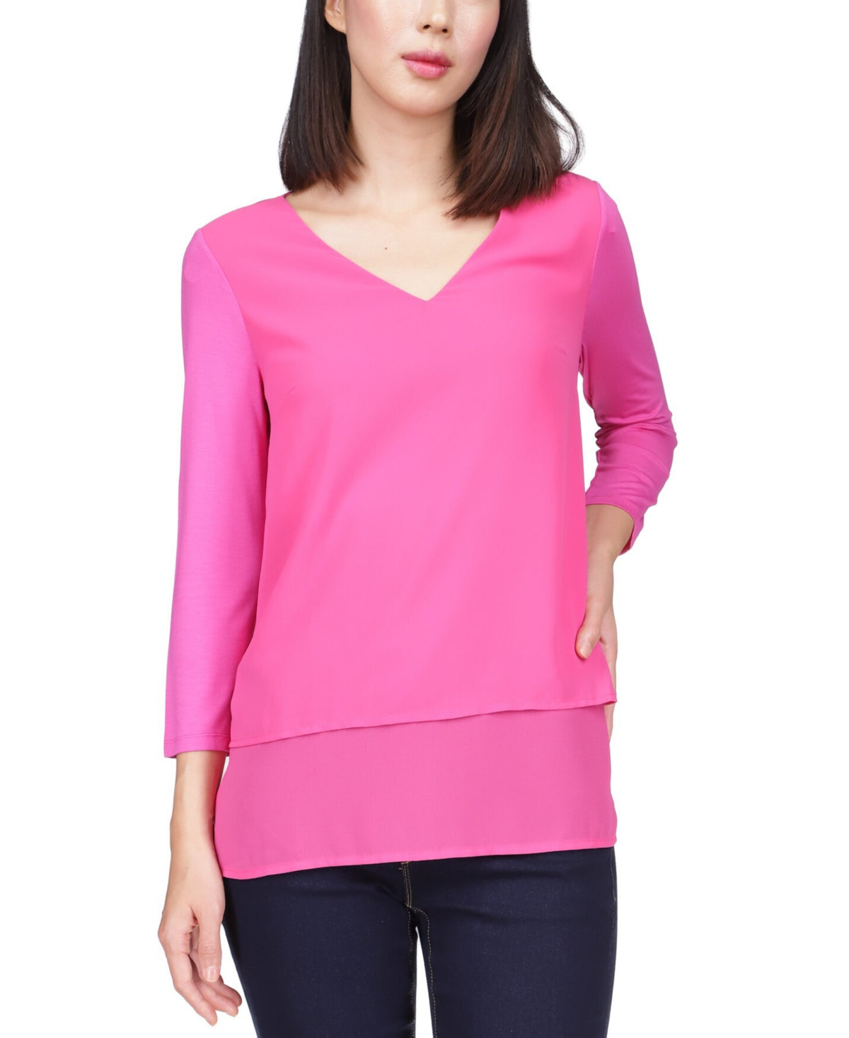 Michael Kors Women's Layered Look Top Pink Size Medium
