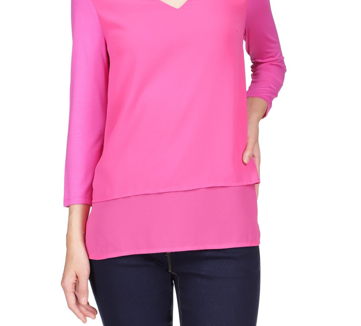 Michael Kors Women's Layered Look Top Pink Size Large