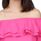 Michael Kors Women's Ruffled Off The Shoulder Top Pink Size Petite
