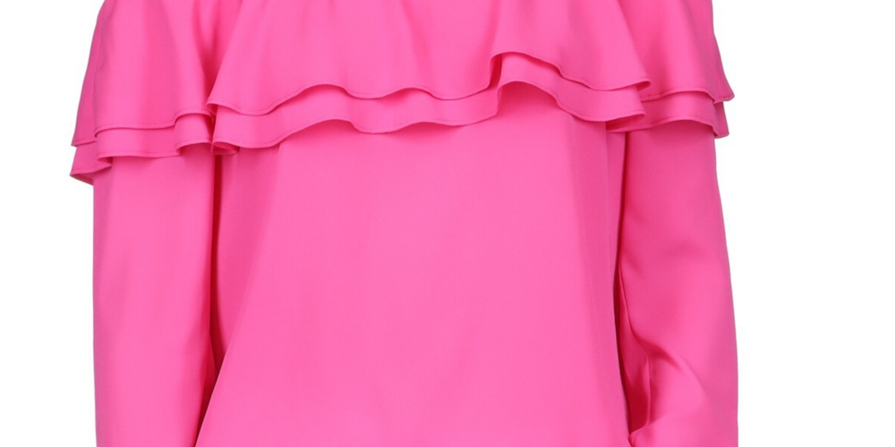 Michael Kors Women's Ruffled Off The Shoulder Top Pink Size Petite
