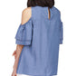 Michael Kors Women's Off The Shoulder Ruffle Top Blue