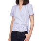 Michael Kors Women's Short Sleeve Wrap Top Blue Size Petite Large
