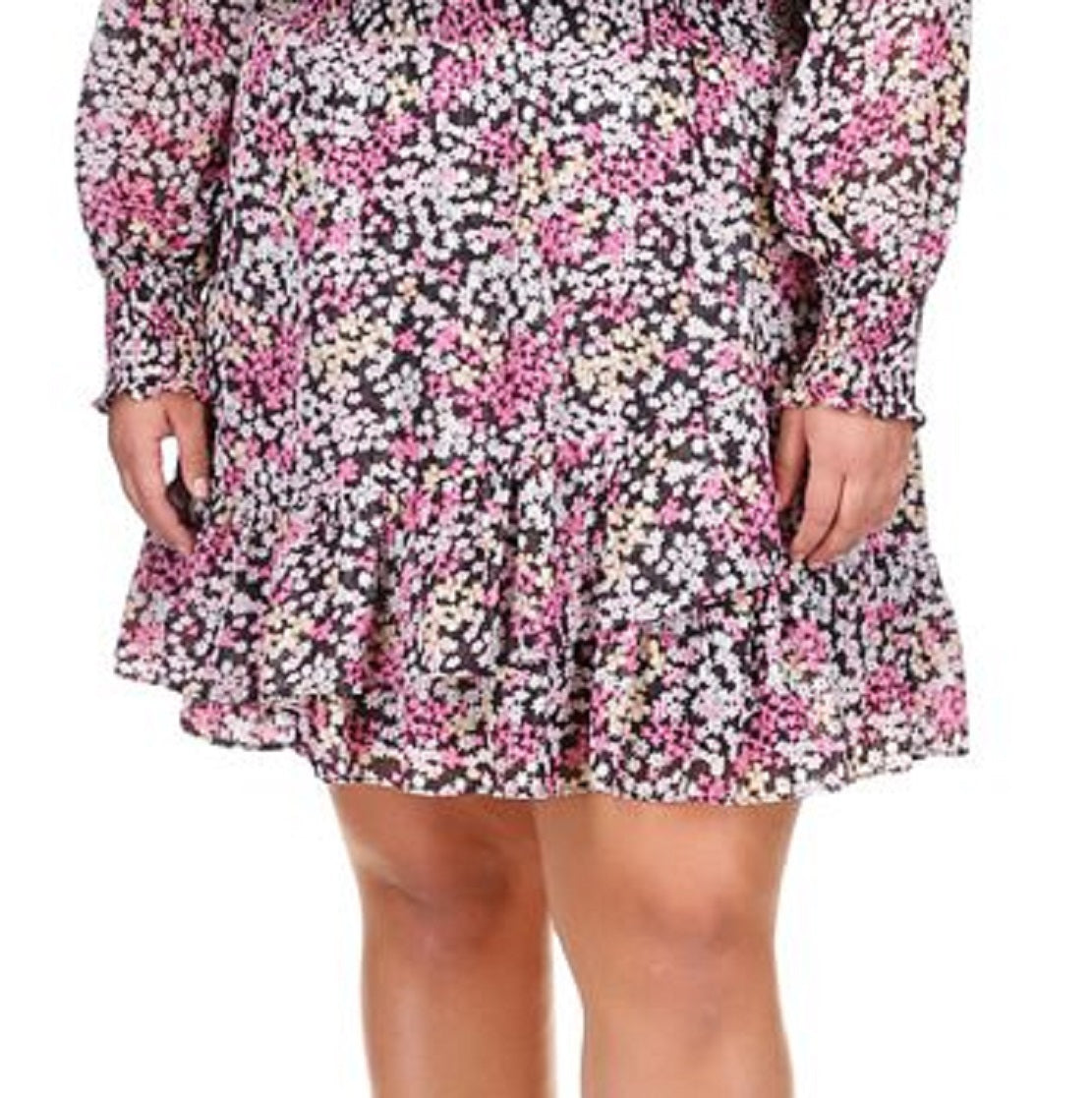 Michael Kors Women's Julia Floral Print Ruffled Dress Pink