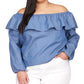 Michael Kors Women's Off The Shoulder Top Blue Size 1X