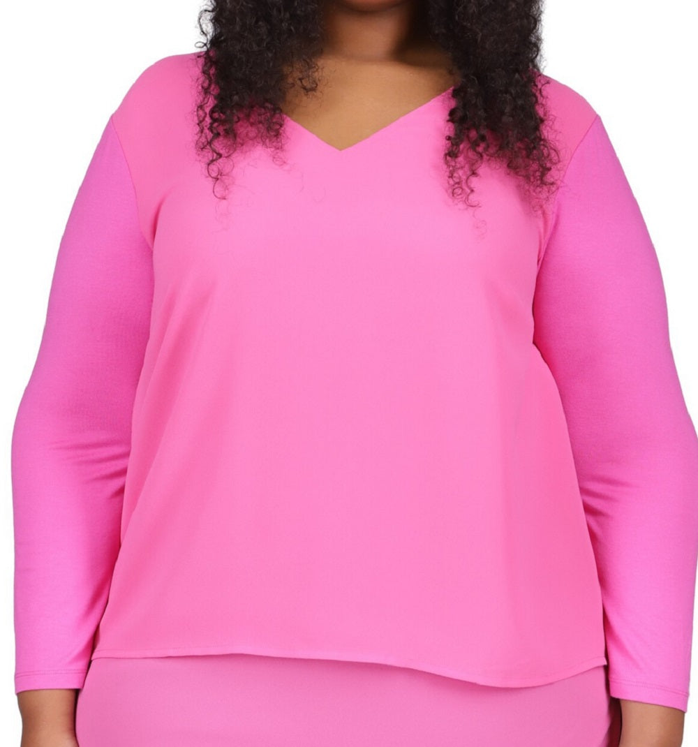 Michael Kors Women's Mixed Media Top Pink Size 3X
