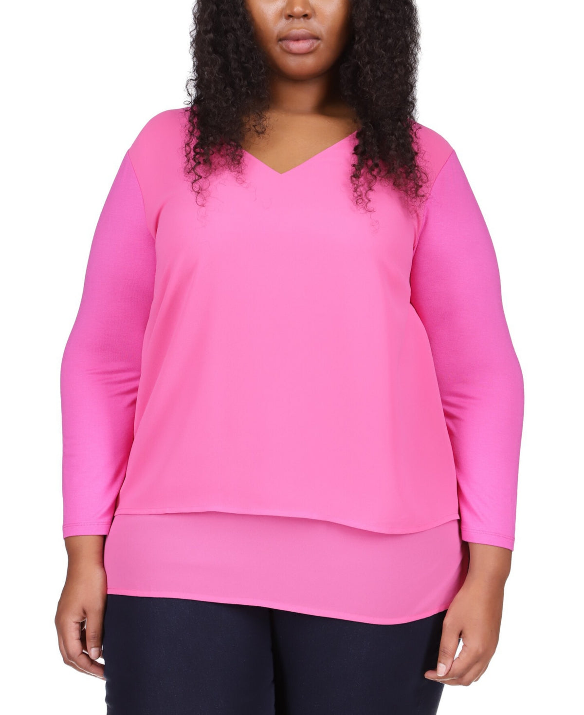 Michael Kors Women's Mixed Media Top Pink Size 3X