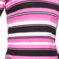 Michael Kors Women's Striped Ruched Sleeve Top Pink Size Small