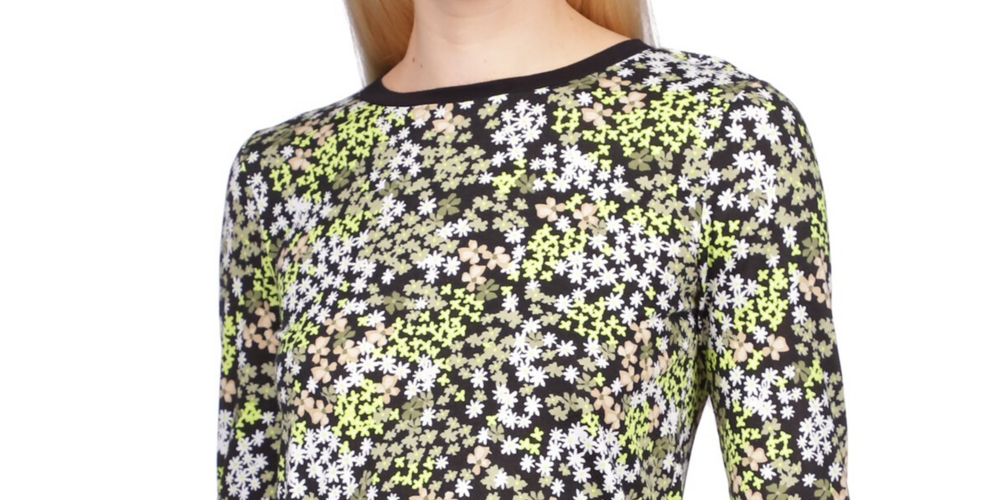 Michael Kors Women's Printed Ruched Top Green Size Medium