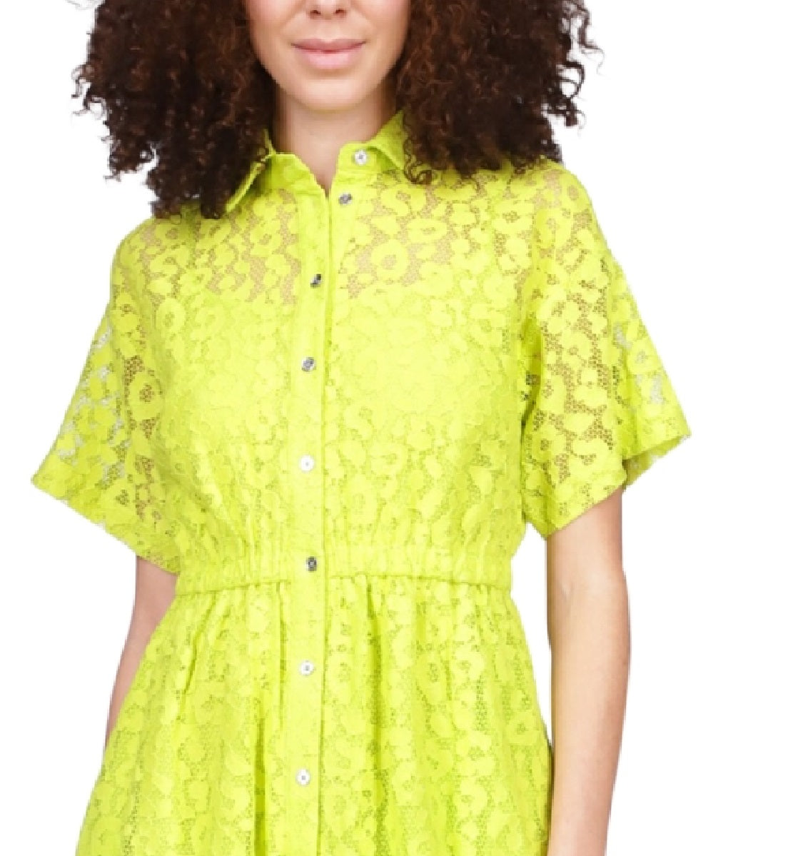 Michael Kors Women's Lace Shirt Dress Green Size Small