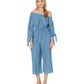 Michael Kors Women's Off The Shoulder Cropped Jumpsuit Blue Size Small