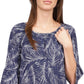 Michael Kors Women's Palm Flare Sleeve Top Blue Size Small