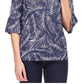Michael Kors Women's Palm Flare Sleeve Top Blue Size Small