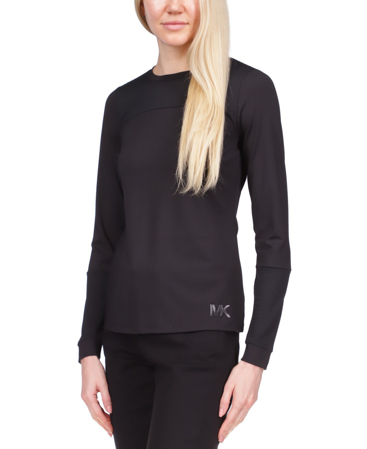 Michael Kors Women's Mesh Yoke Top Black Size Petite Large