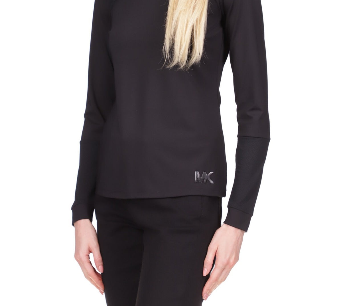Michael Kors Women's Mesh Yoke Top Black Size Petite Large
