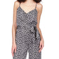 Michael Kors Women's Floral Satin Sleeveless Jumpsuit Black Size Petite Large