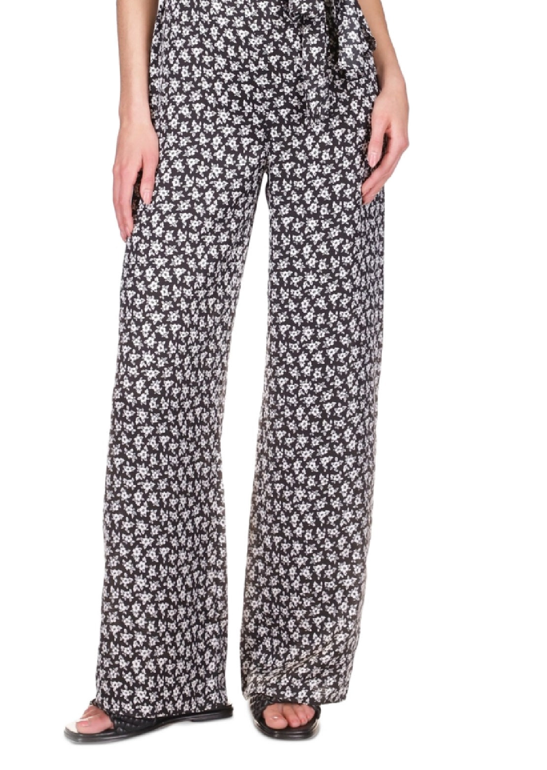 Michael Kors Women's Floral Satin Sleeveless Jumpsuit Black Size Petite Large