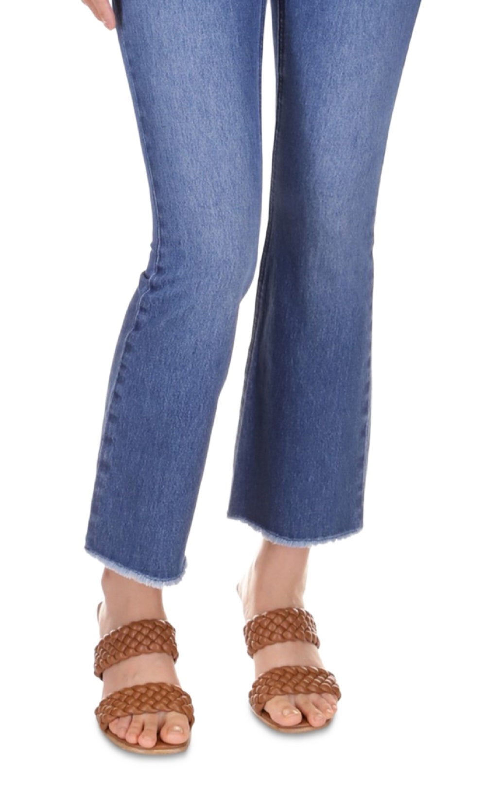 Michael Kors Women's Flared Frayed Hem Cropped Jeans Blue Size 12Petite