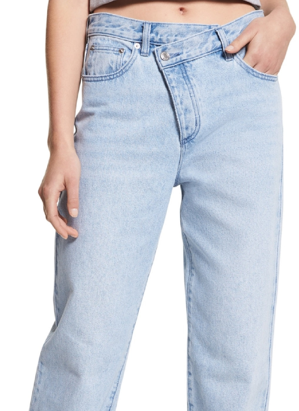 Michael Kors Women's Foldover High Rise Wide Leg Denim Jeans Blue Size 12