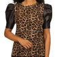 Michael Kors Women's Puff Sleeve T-Shirt Brown Size Petite Small