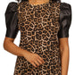 Michael Kors Women's Puff Sleeve T-Shirt Brown Size Petite Medium