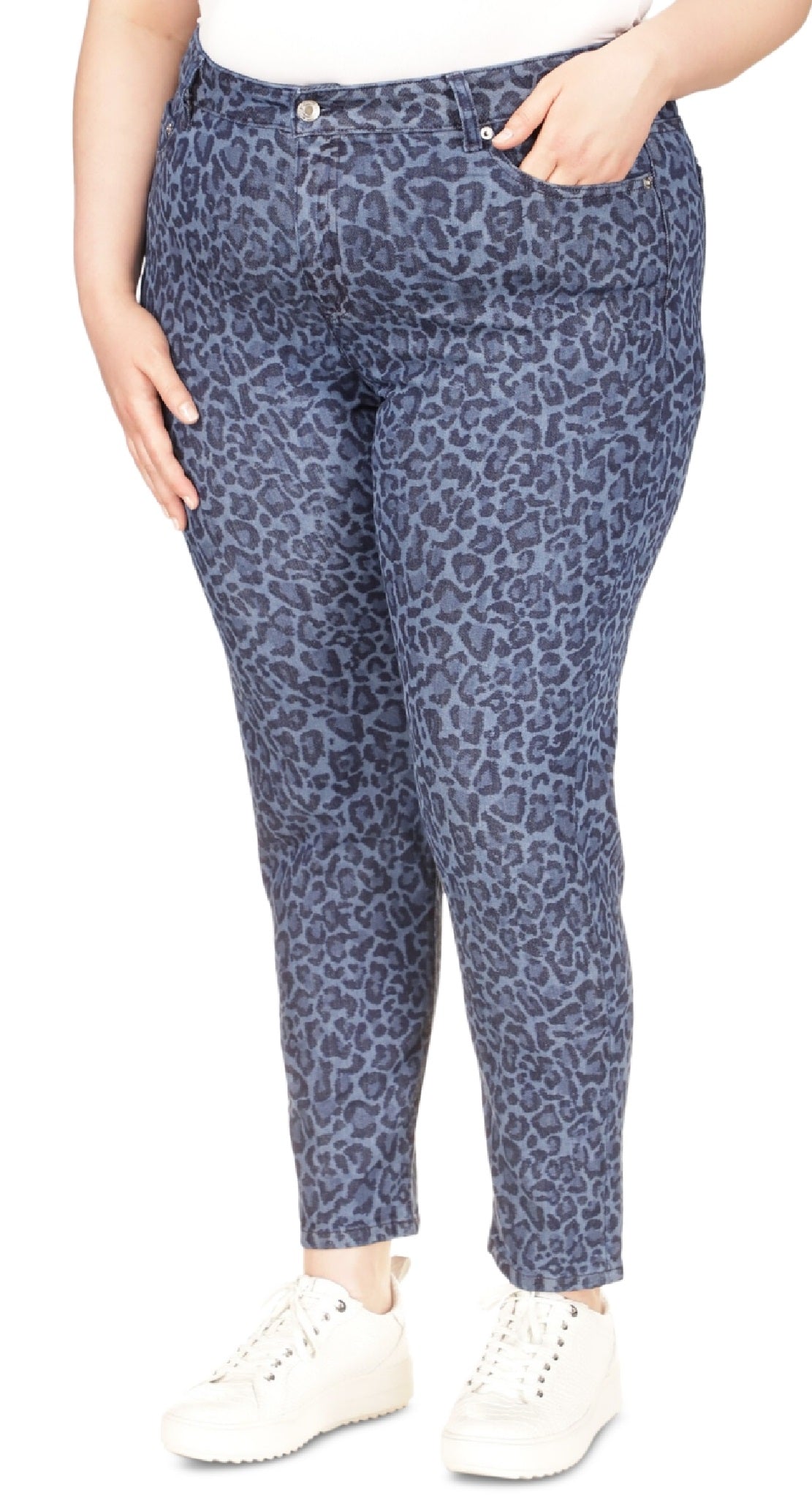 Michael Kors Women's Printed High Rise Skinny Jeans Blue Size Petite Small
