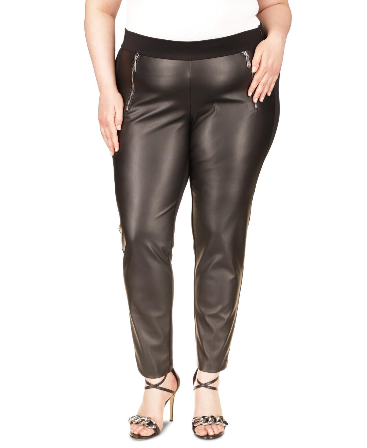 Michael Kors Women's Mixed Media Skinny Pants Black Size 2X