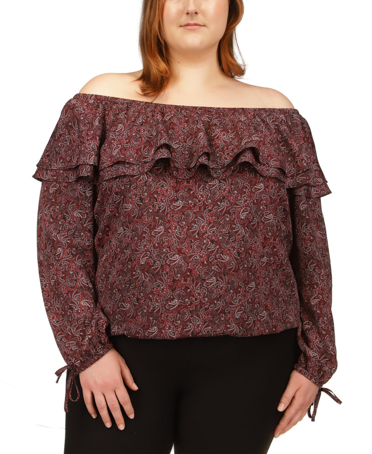 Michael Kors Women's Ruffled Tied Cuff Top Pink Size 1X